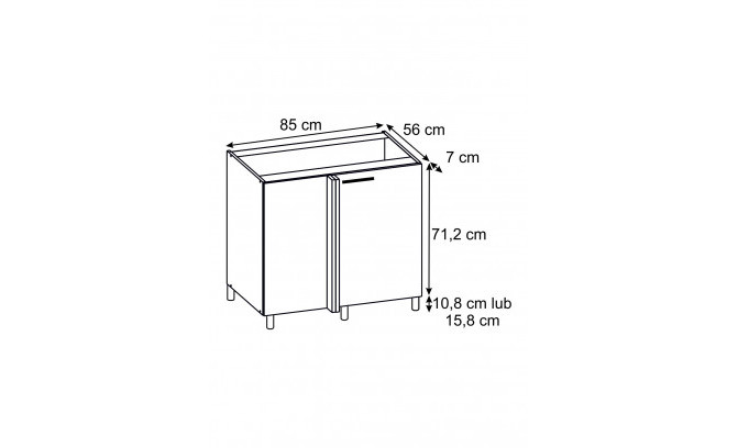 Шкаф нижний кухонный прямой, угловой PNPO 105/40 BELLA GRAPHITE SUPER MAT